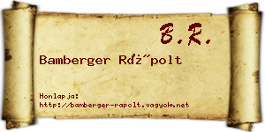 Bamberger Rápolt névjegykártya